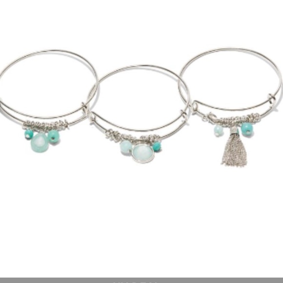 💢new💢 green opal 3-piece charm bangle set - Picture 2 of 2